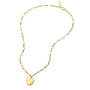 Adornia 14K Gold Plated Figaro Chain Heart Pendant Necklace NWOT